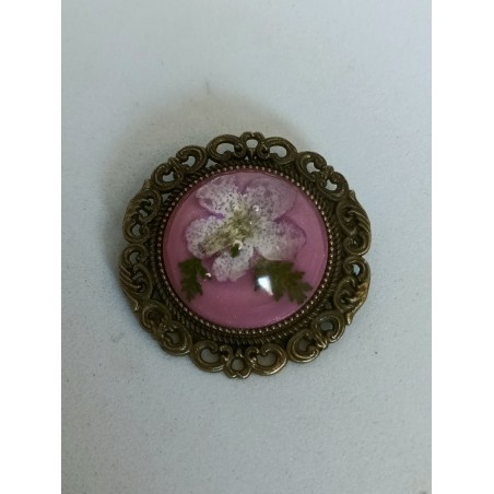 Broche ronde contour bronze